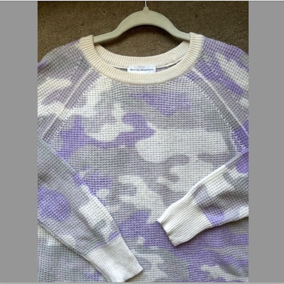 WHITE + WARREN Camo Print Cashmere Thermal Sweatshirt NWOT/sz S - Picture 8 of 14